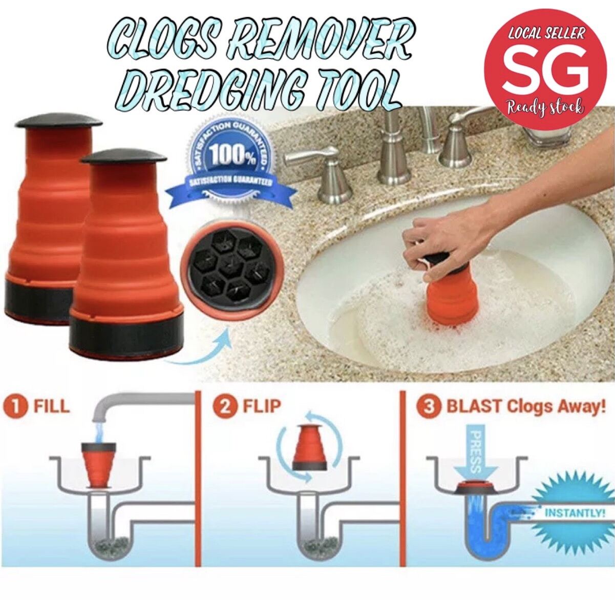 Sink Clog Remover Dredging Tool to clear sink block Lazada Singapore