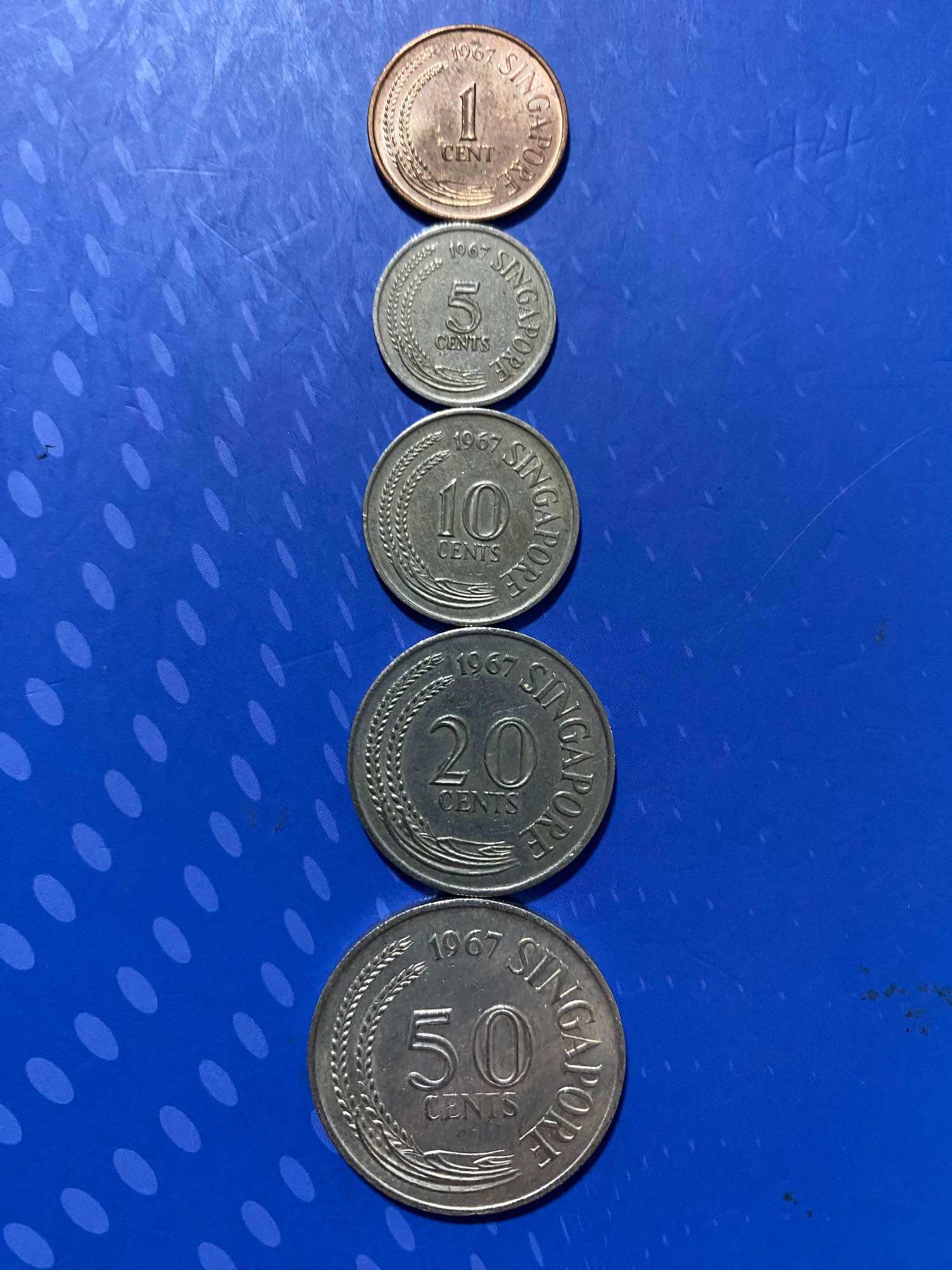 1967 Singapore 1c to 50 Cents old coin set
