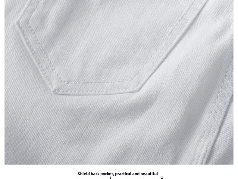 High Waist Slim Fit Women's Jeans White Small Foot Skinny Elastic Long Pants Cotton Polyester Blend Four Seasons Universal · v2