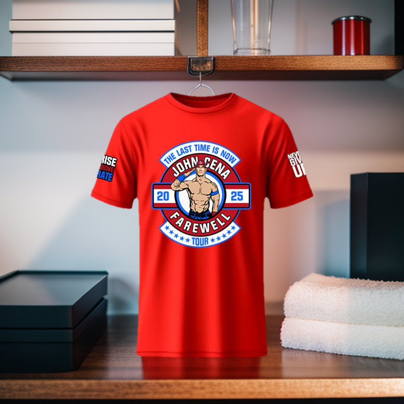 Red John Cena Farewell Tour Digital Print T-Shirt For Men
