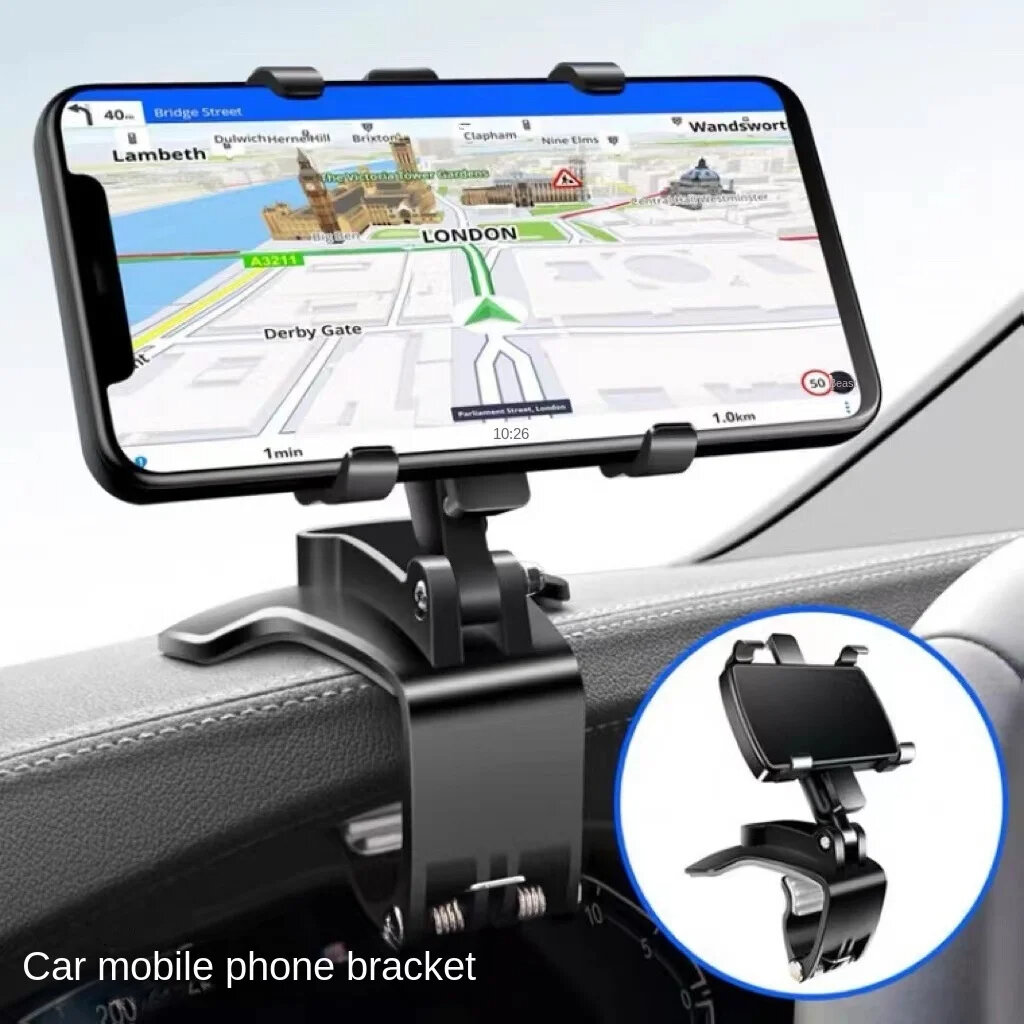 Car Dashboard 360° Rotating Navigation Bracket Universal Multifunctional Rearview Mirror Cell Phone Holder Sunshade Snap-on Stand