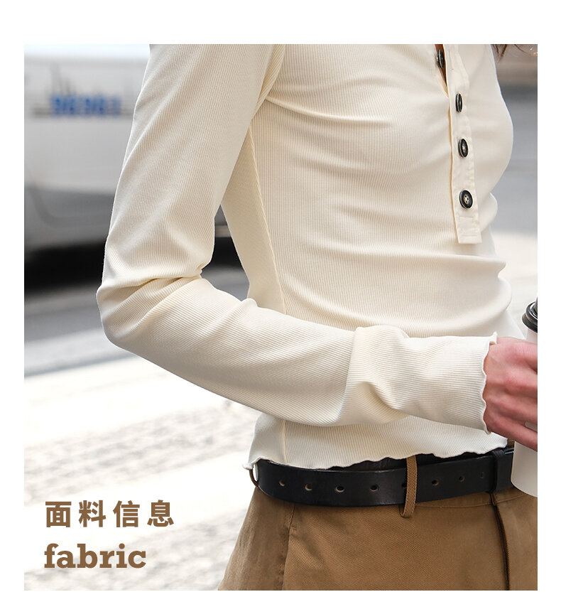 TROU NOIR Spring Summer New Style Women's Slim Fit White T-Shirt Henry Collar Short Sleeve Base Shirt round Neck Commute Simple · v3