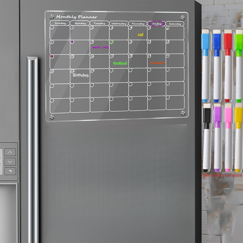 Acrylic Magnetic Menu Board for KitchenAcrylic Weekly Calendar for FridgeClear Meal Planner for Refrigerator