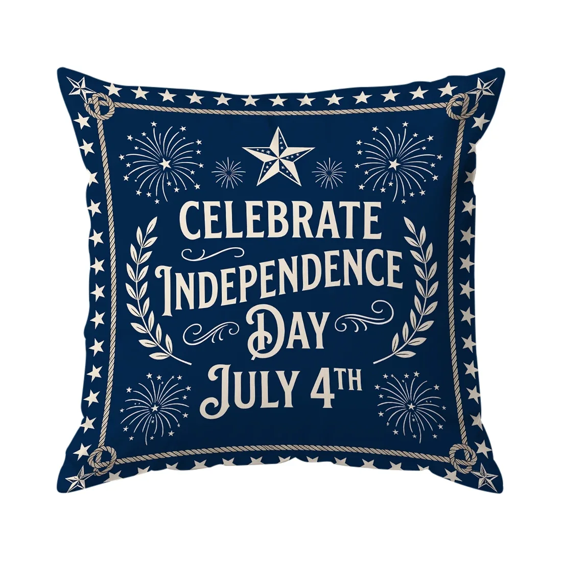 1 Pcs Red Blue And White Independence Day Design Pattern Single Sided Printed Cushion Coverfor Home Decoration