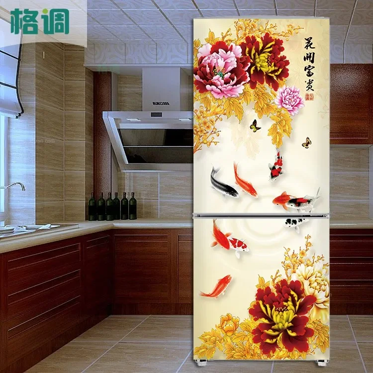 Chinese Style Refrigerator Stickers Creative Decoration Removable Refurbishing Self-adhesive Stickers Cabinet Air Conditioner Opaque Waterproof Stickers