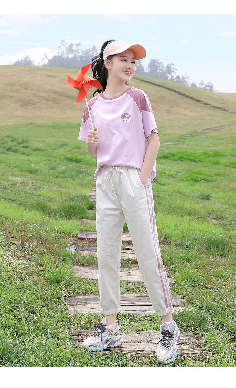 Junior High School Girls Short Sleeve T-shirt Loose Summer Wear 2024 New Arrival High School Student Youth Girlish 12 Half Sleeve 15 Years Old · v2