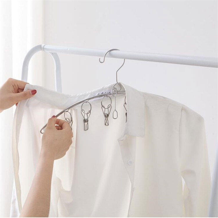 Móc treo phơi quần áo em bé, khăn tay, tất vớ, đồ lót - Móc treo quần áo - Móc Inox treo đồ 10 Kẹp