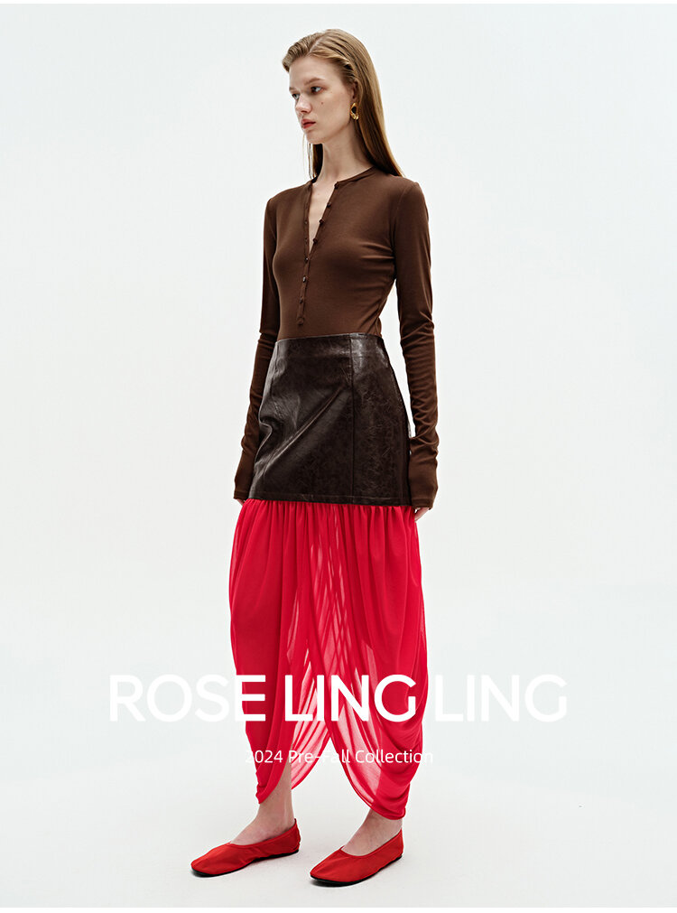 RoseLingLing Ultra-Fine Australian Silk Wool Blend Slimming Knit T-Shirt with Henley Collar for Women Casual Summer Style