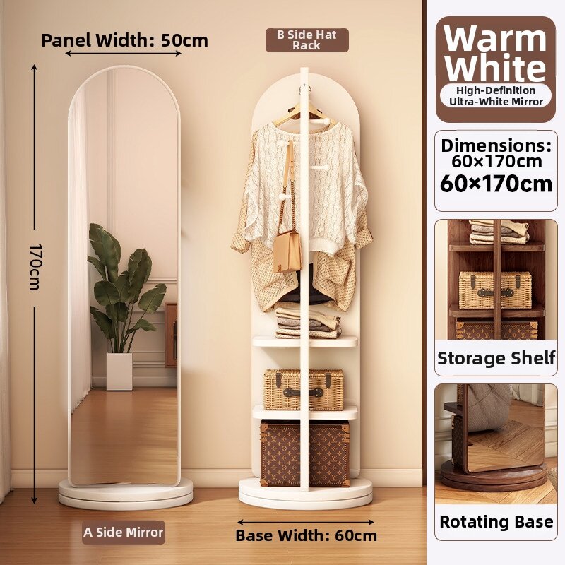 Leyuan | Rotating Full Length Dressing Mirror with Storage and Bookshelf
