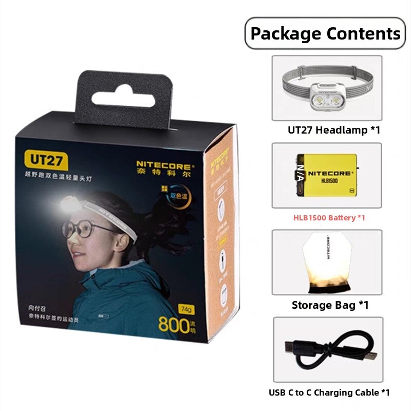 NITECORE UT27 2024 New Model Lightweight Headlamp 800 Lumens Dual Light Source for Trail Running Outdoor Camping Travel