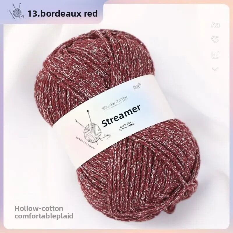 Upgraded Shiny Thread Hollow Cotton Yarn Hand Knitted Hat DIY Bag Anti-Pilling Frosted Hollow Cotton Ball Home Textiles