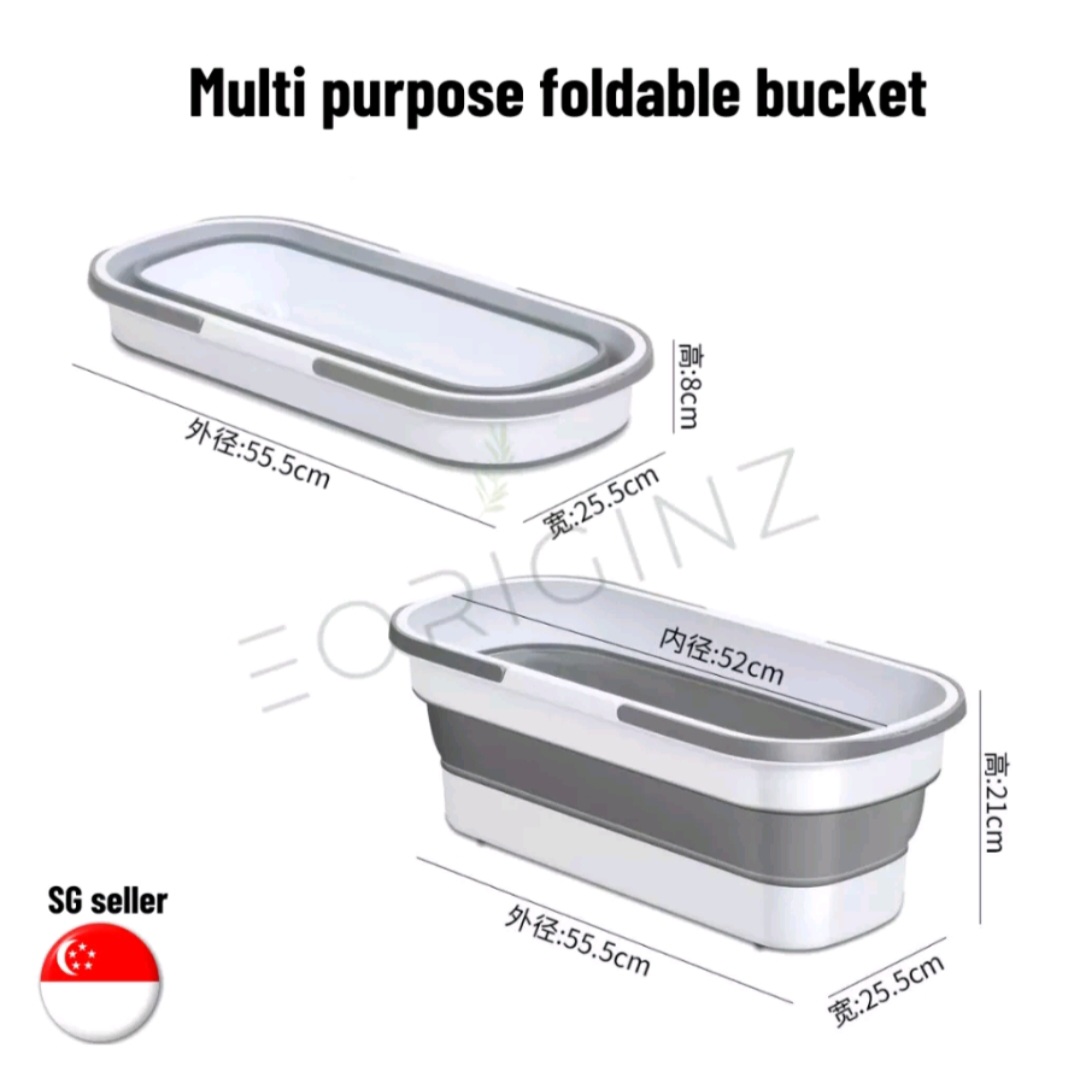 Rectangular Mop Cleaning Bucket with Handle Portable Collapsible Basket  Handy Foldable Space Saving for Camping Traveling Picnic