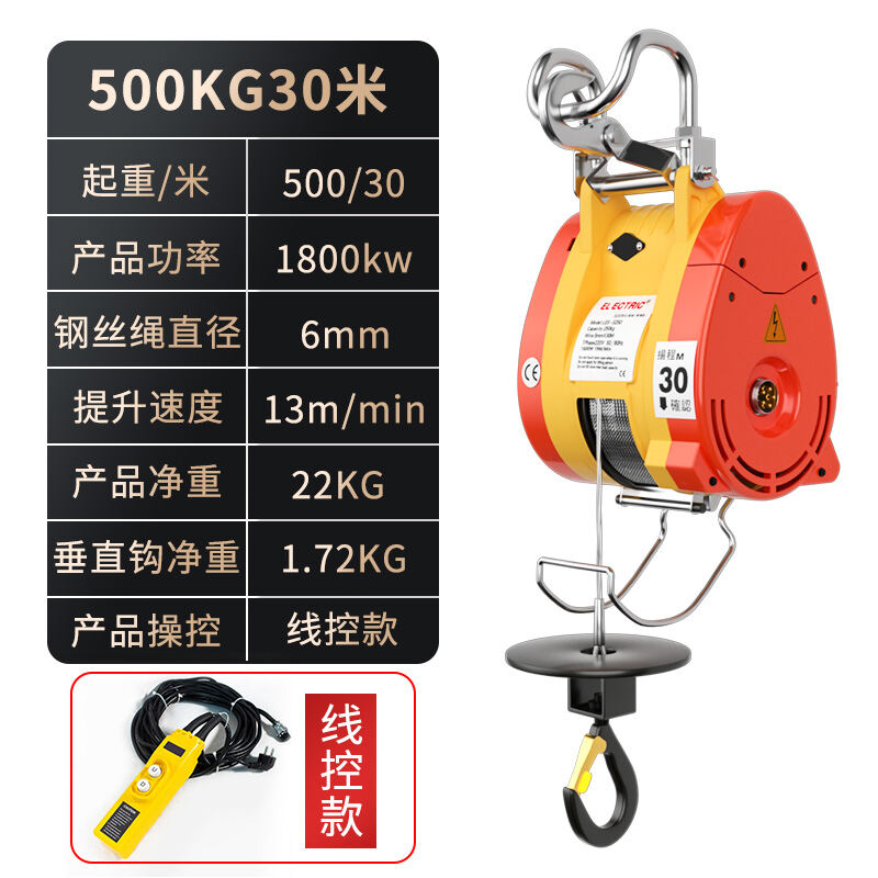 Micro Electric Hoist 220V For Home Crane Small Lifter Remote Control