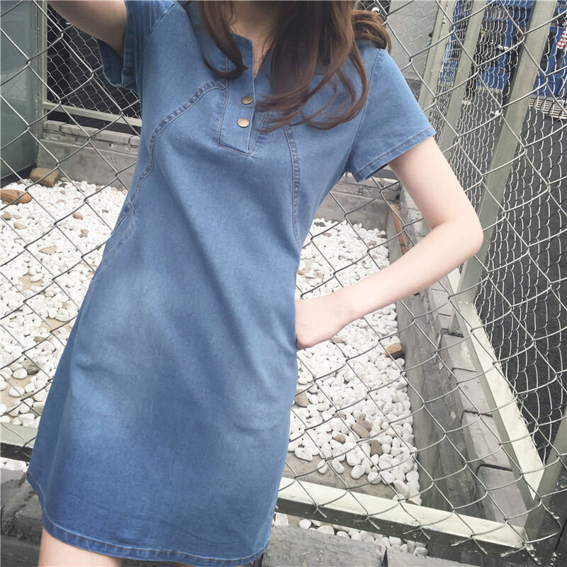 lazada denim dress  Nuevo vestido vaquero , Un denim ideal que puedes llevar suelto para un  look relajado o ajustado con su lazada para marcar silueta, Las mangas  globo con puo abotonado le dan ese toque especial