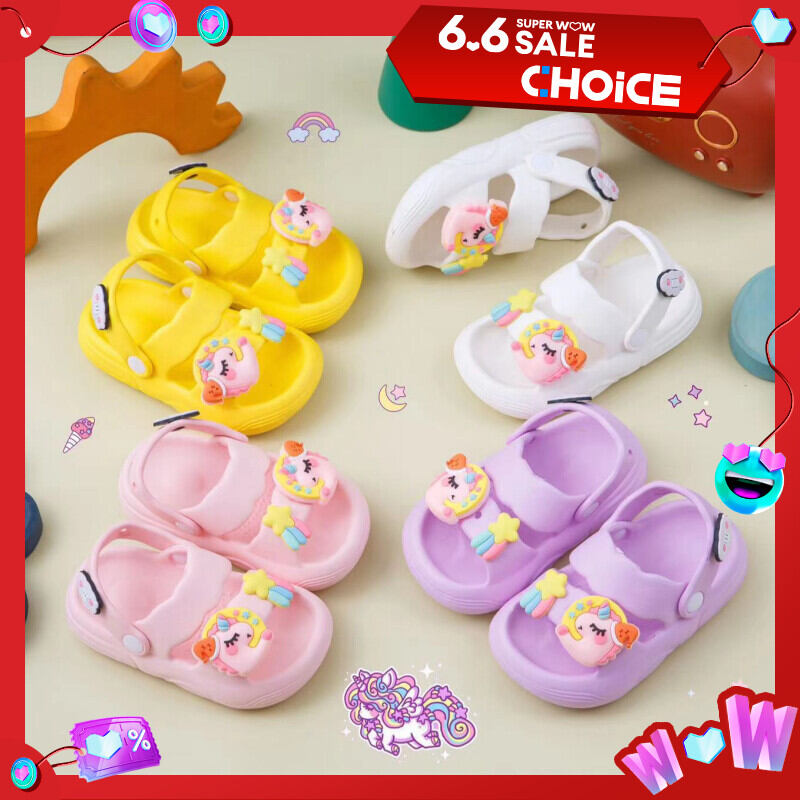 Dép bánh mì 2 quai cho bé gái hình ngựa pony siêu mềm êm chân