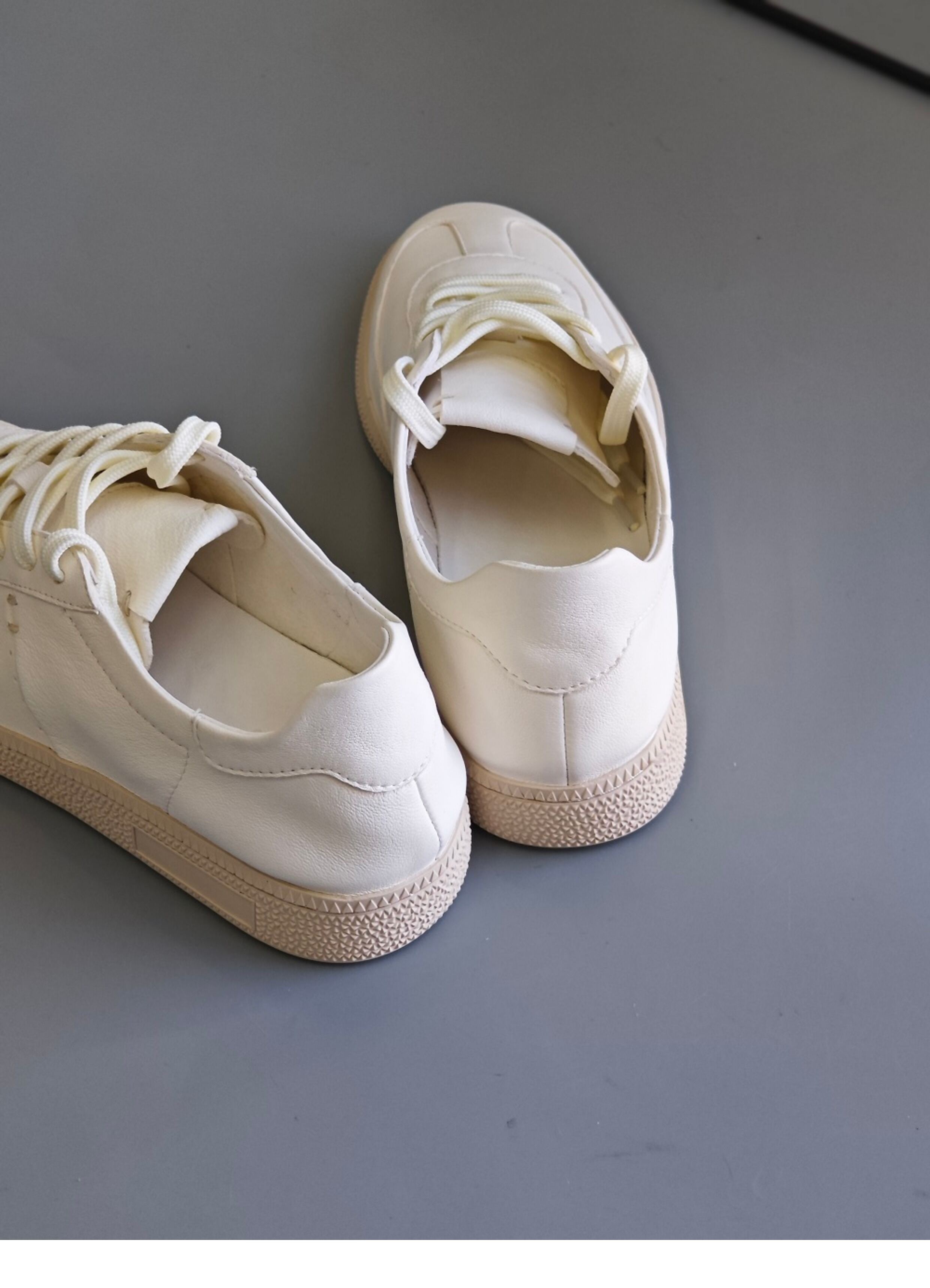 Amu Home Tannery Leather Sneakers Women's Casual Shoes round Toe Low Heel Deep Mouth Flat Bottom Stitched Together · v12