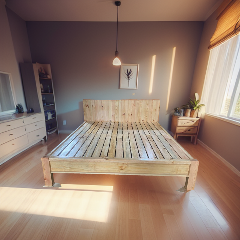 Giường ngủ gỗ thông tự nhiên vân gỗ đẹp, bền đẹp nhiều kích thước Phong Cách Hiện Đại