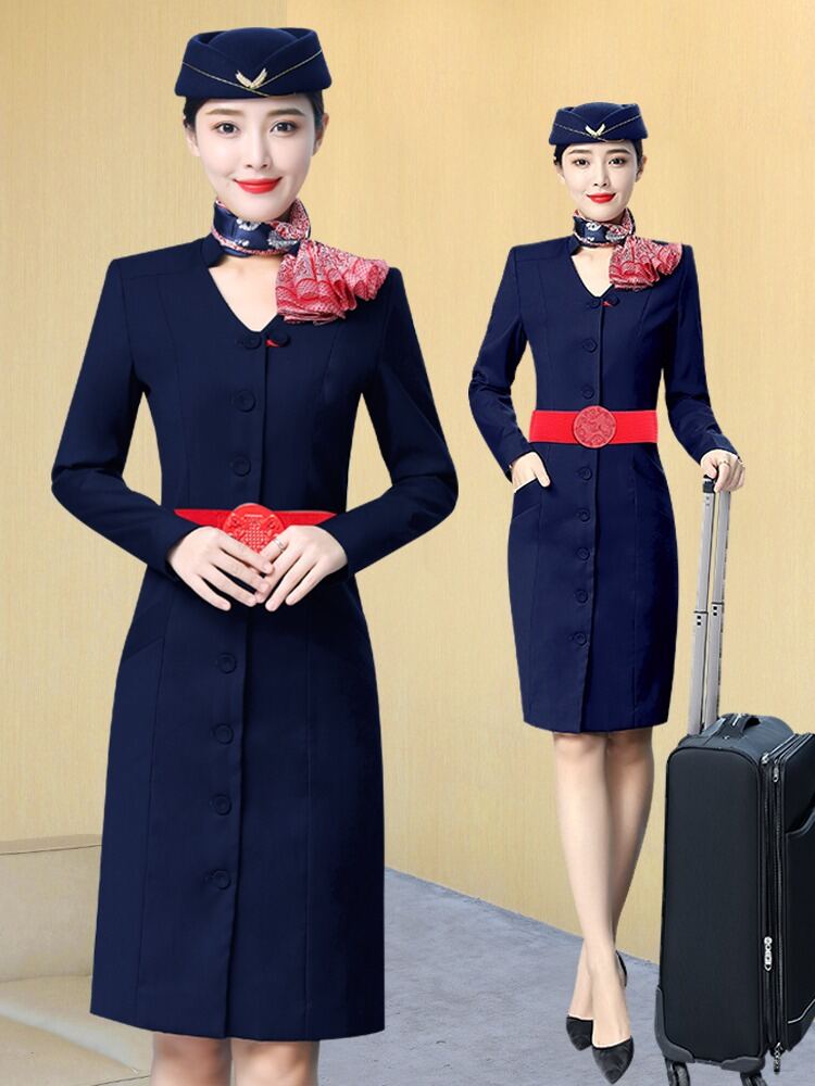 China Eastern Airlines Stewardess Uniform Flight Attendant Art Exam Clothing Women's Business Wear Classy Flight Attendant Suit Hotel Front Stage Work Wear Clothes Suit. 