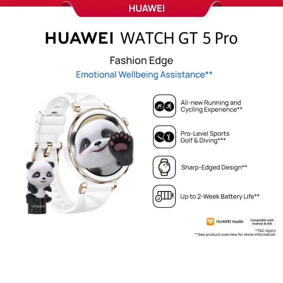 HUAWEI Watch GT 5 Pro Smartwatch, Sharp-Edged Design, up to 7 Days Battery Life, Pro-Level Sports Watch, Health Tracking, Compatible with iOS and Android, White Ceramic ราคา 12,990 บาท*ส่งฟรี