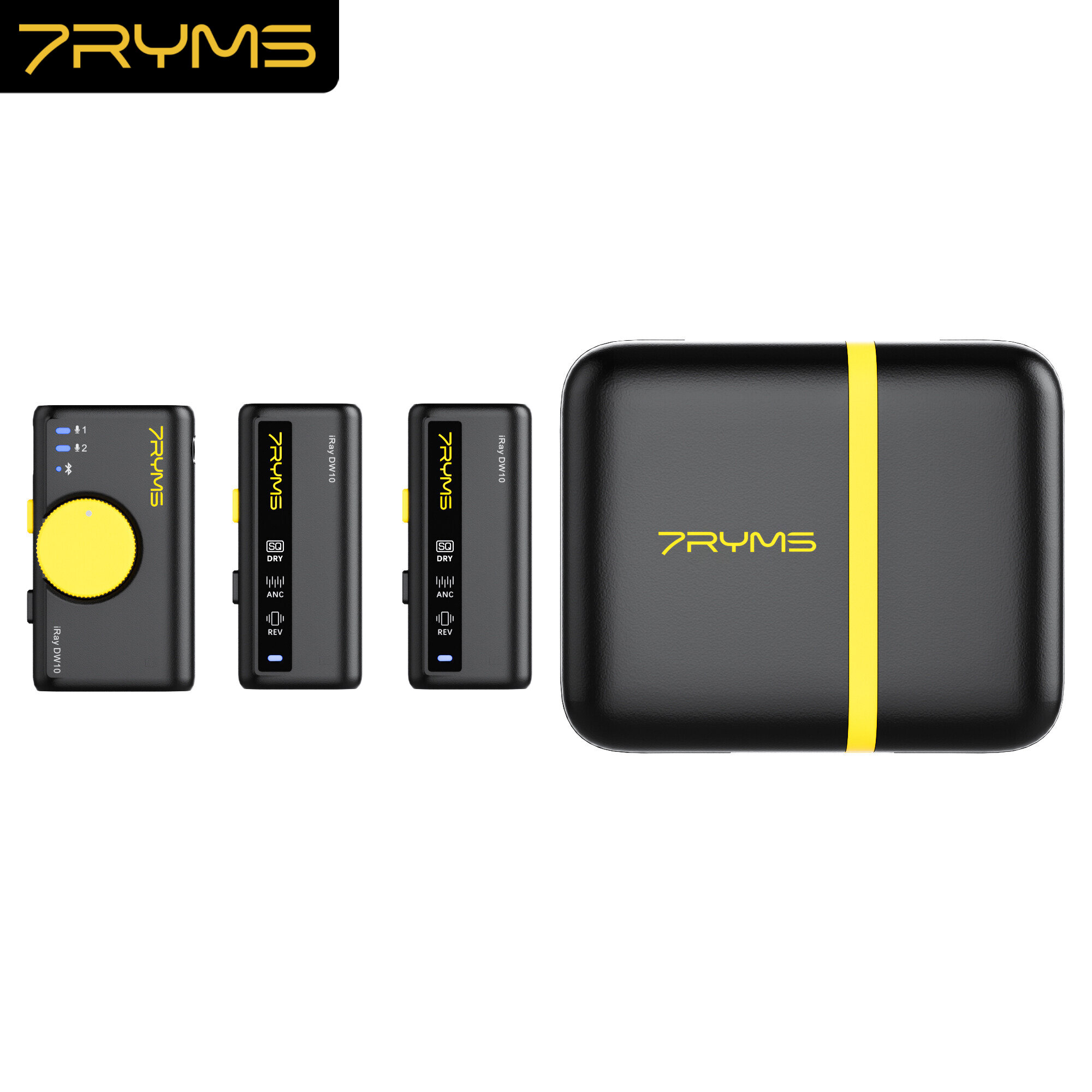 7RYMS iray dw10 mic-rô không dây · 48KHz/16bit được xây dựng trong Bluetooth 5.3 DSP Chip Card âm thanh, 100m Khoảng cách làm việc với ai denoise cho DJI GoPro insta360, Huawei Xiaomi Samsung, máy tính xách tay
