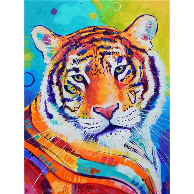 PhotoCustom-DIY Paint By Number on Canvas Painting Kits Colorful Animals Handpainted Gift Wall Art Home Decor Complete Kit