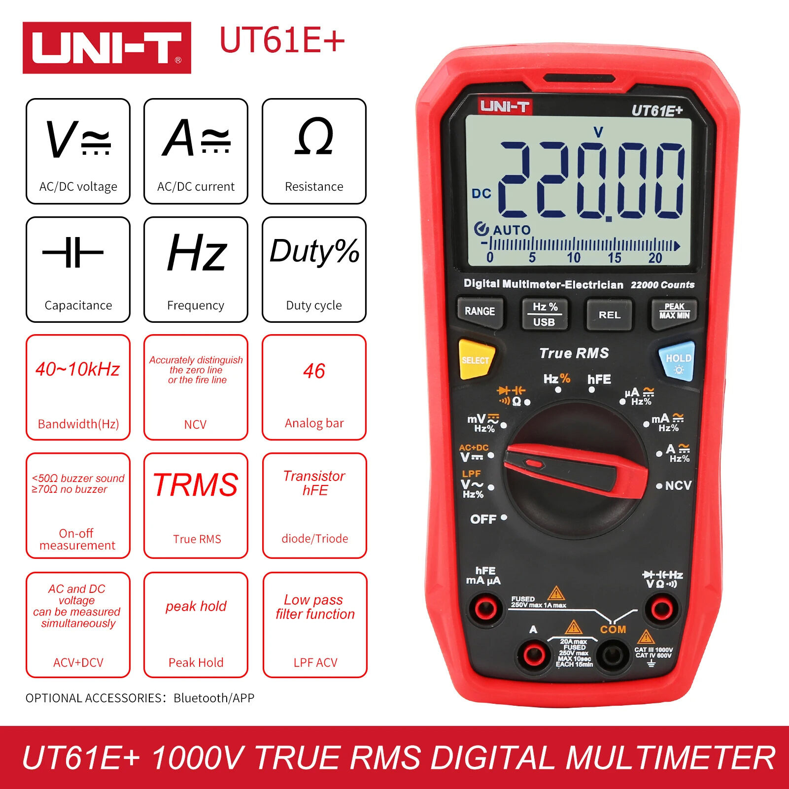 Unit True Rms UNI-T UT61E+ True RMS Multimeter Digital Auto Range Unit True RMS meter ...