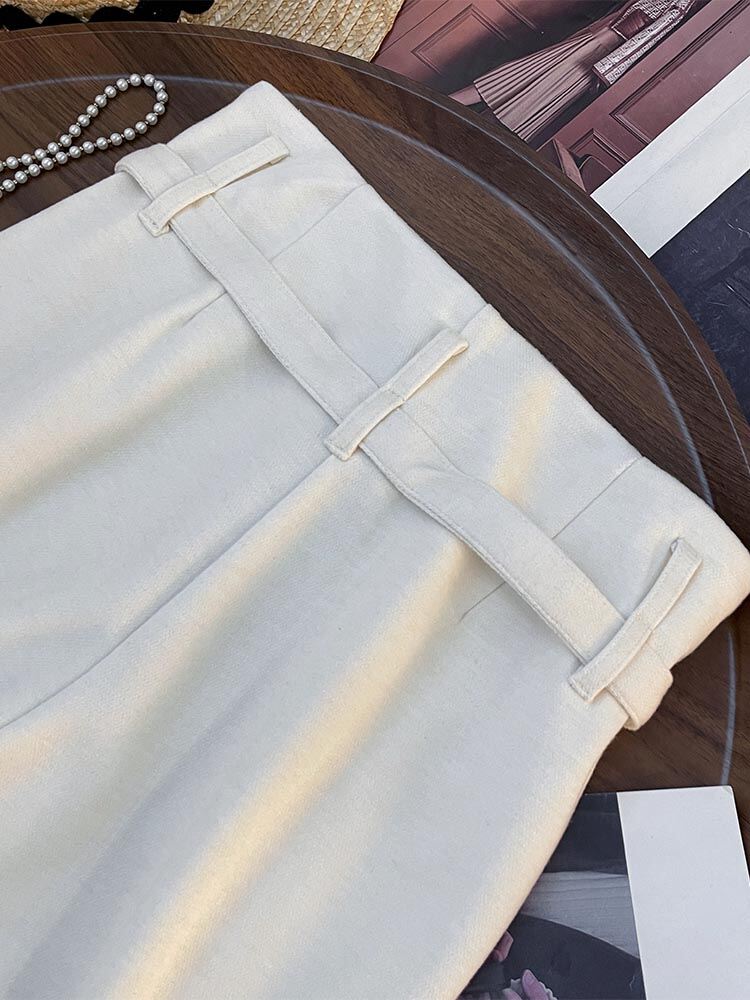White High Waist Slimming Wide Leg Pants Spring 2025 Casual Vintage Korean Loose Pleated Straight Cut Women's Trousers