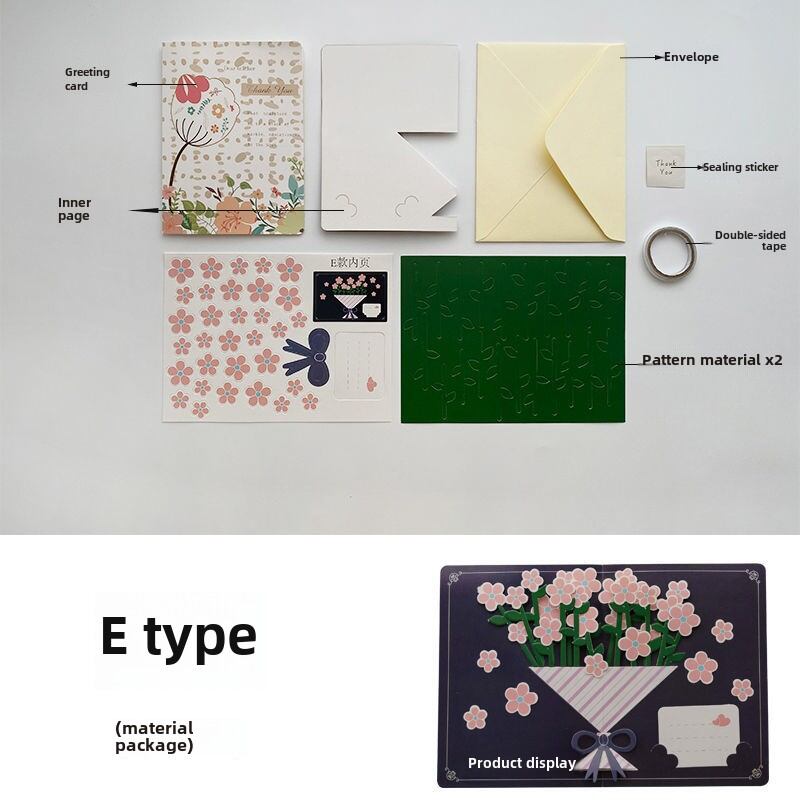 Three-Dimensional Bouquet Greeting Card Teachers Day Foldable Kindergarten Graduation Card New Arrival Send Teacher Birthday Creative Gift