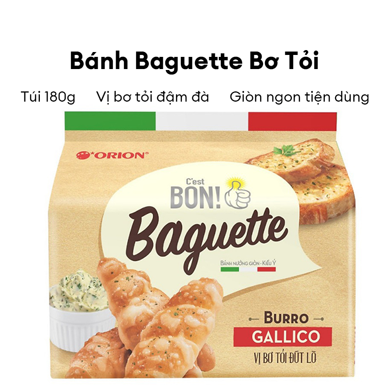 Bánh Nướng Giòn C'est Bon Baguette Vị Bơ Tỏi Đút Lò, Túi Lớn 180g