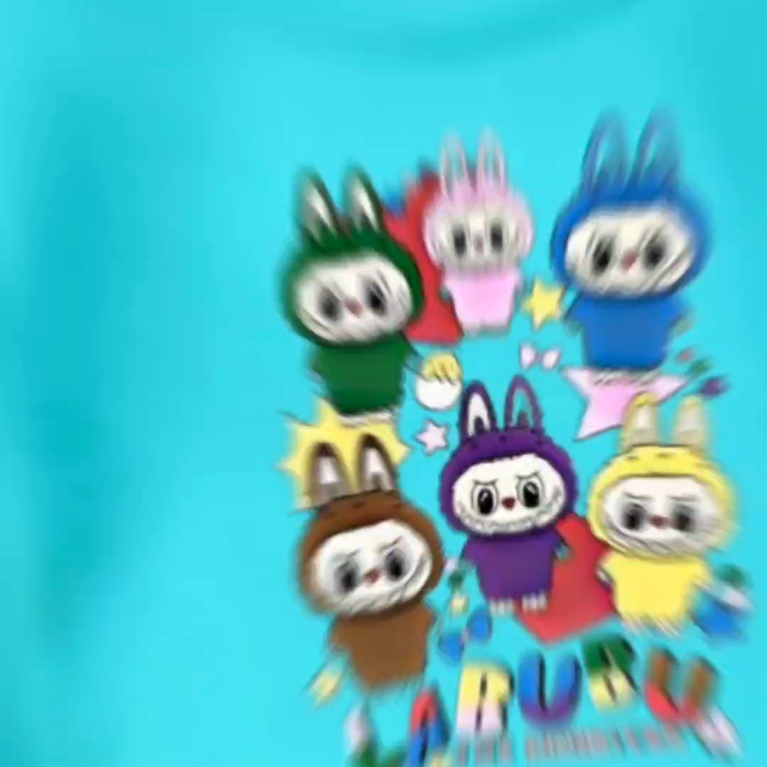 Kaos atasan anak lengan panjang Unisex usia 1-12 tahun Bergambar Labubu and Friends bahan Babyterry