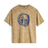 MADEN | Vintage Wax Print Retro Aged Relaxed Yellow Mens Tee