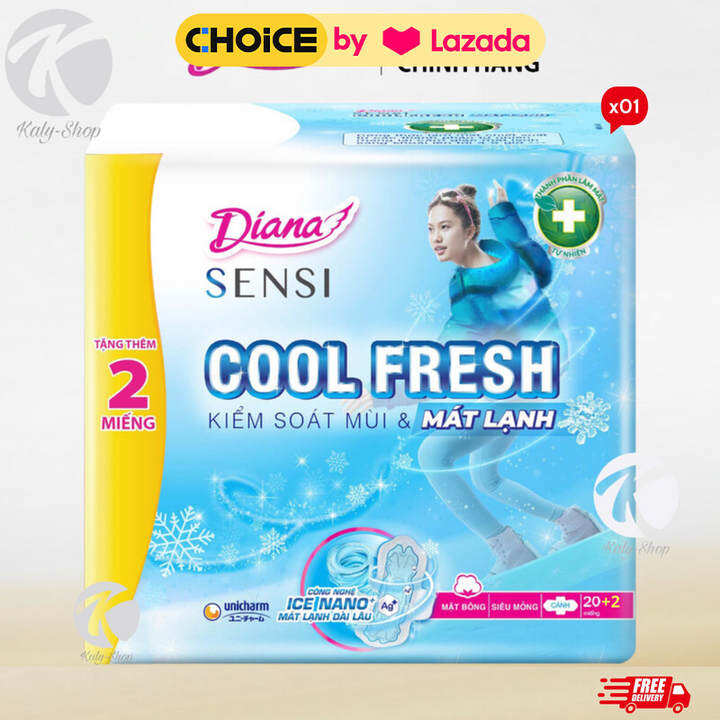 Băng Vệ Sinh Diana Sensi Cool Fresh Siêu Mỏng Cánh 20 Miếng