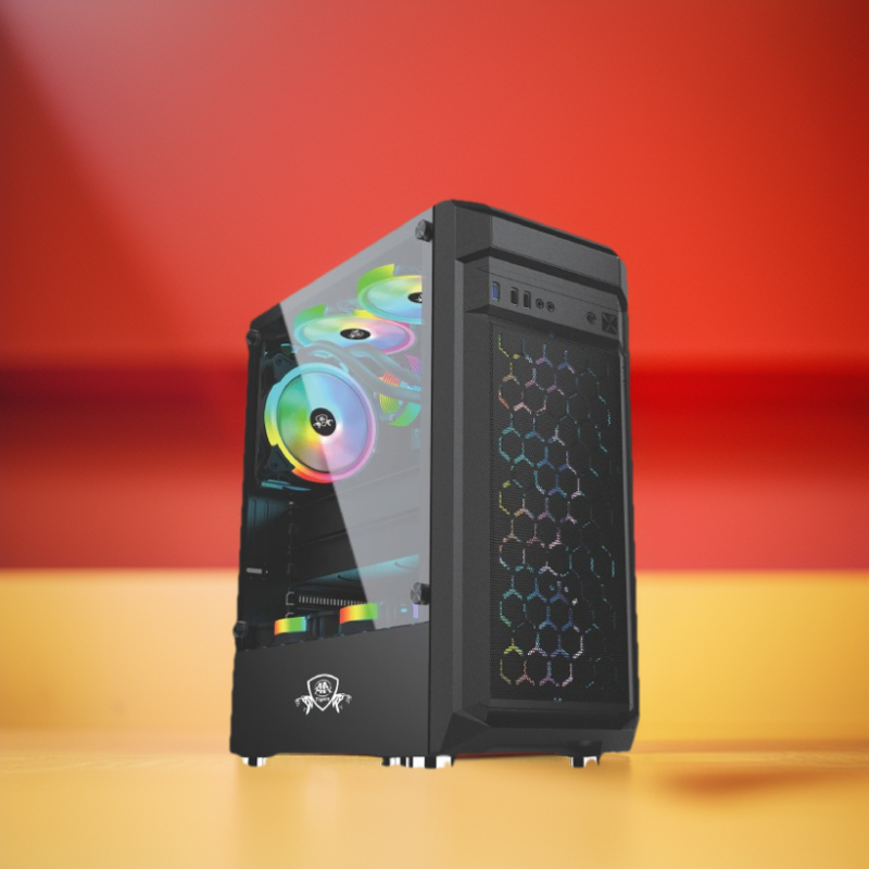 RGB Gaming PC with 4 RGB Fans, H81 Motherboard, Core i7 4th, 16GB RAM, 128GB SSD, 500GB HDD, 2GB amd radeon rx 560. 