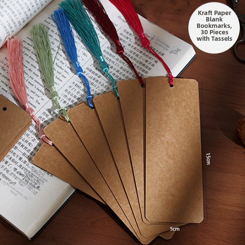 Handmade Paper Bookmarks with Tassel Traditional Chinese Painting Self-Adhesive Calligraphy Practice Watercolor Drawing Tools Kit