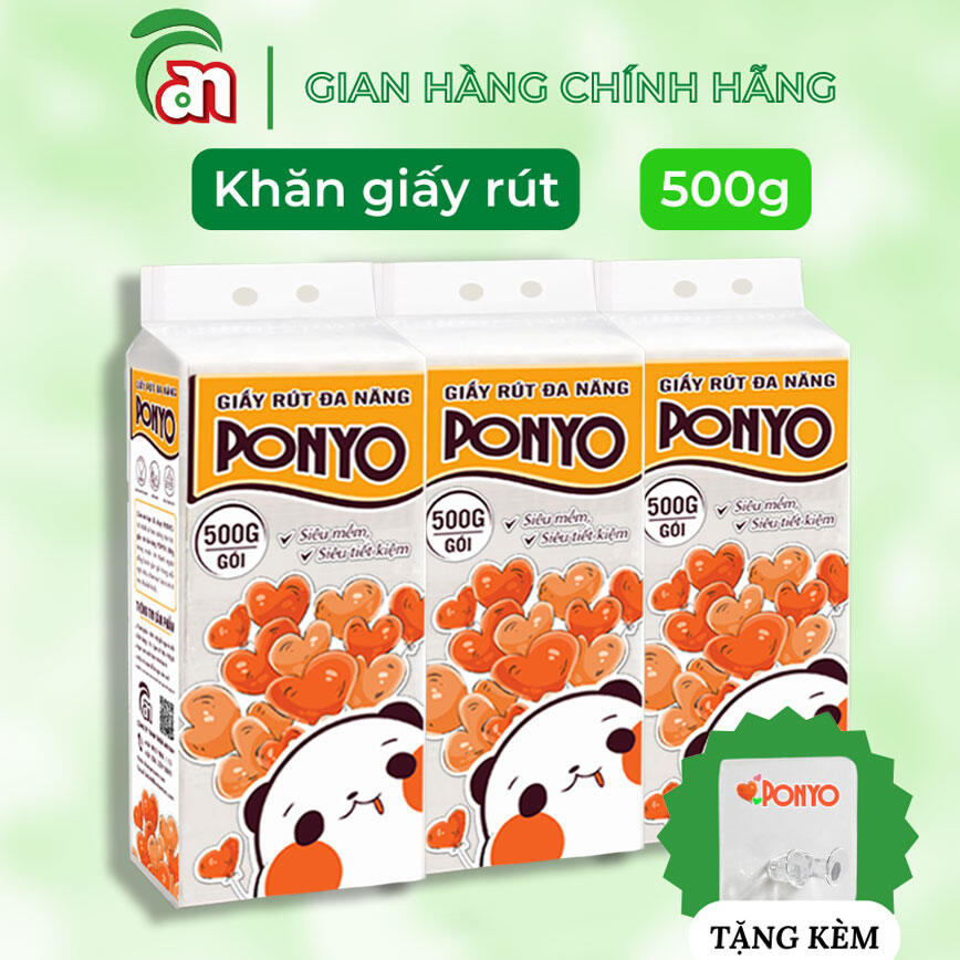 Khăn giấy rút đa năng treo tường ponyo gói 500g