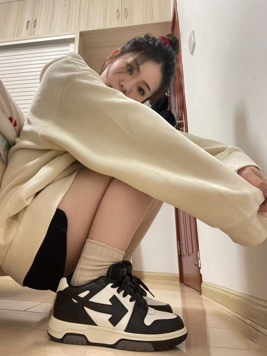 Off-White Thick-Heeled Casual Sports Shoes Unisex Fashionable Leisure Sneakers Luxury Women's Flat Footwear round Toe Mesh Inner · v10