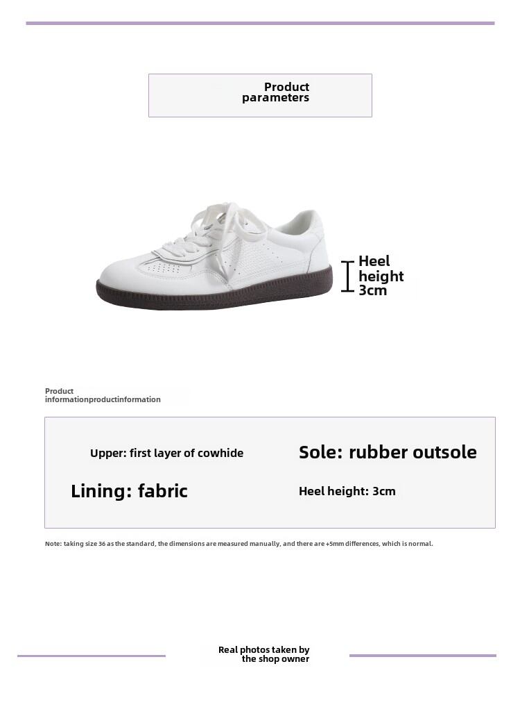 Classic Genuine Leather Flat Bottom Sports Shoes Women's Casual Fashion Sneakers Easy to Wear Cross Buckle round Toe Rubber Sole · v8