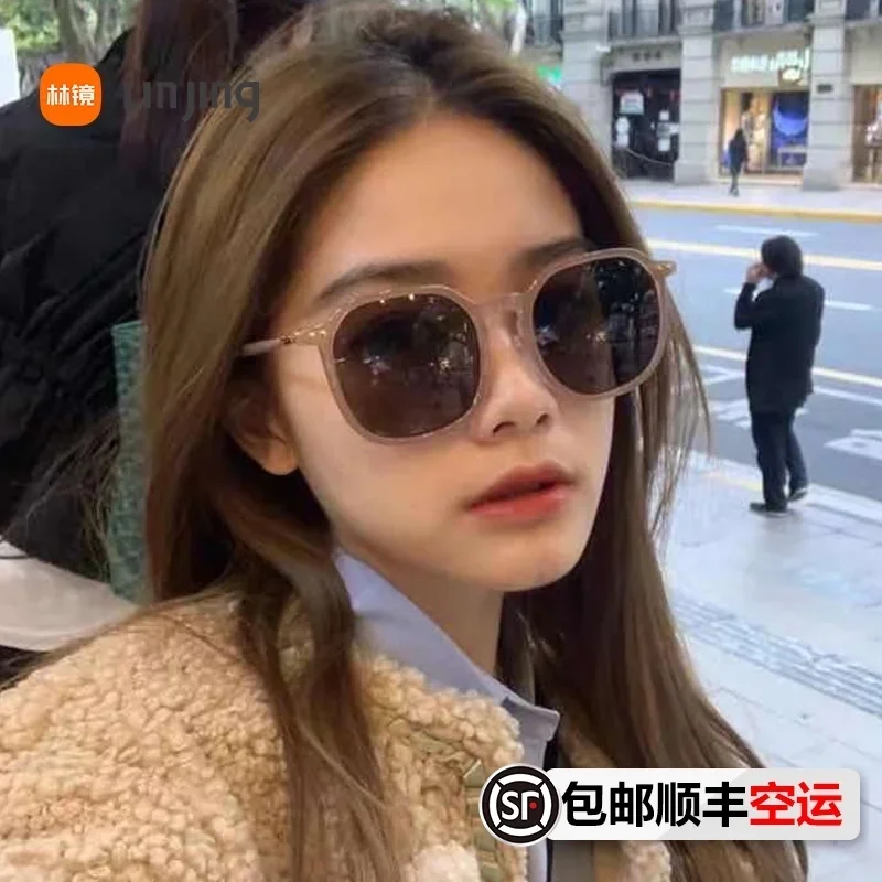 Brown Polarized Sunglasses New Sunglasses Women's UV Protection Ins Large Frame to Make Big Face Thin-Looked Internet Celebrity