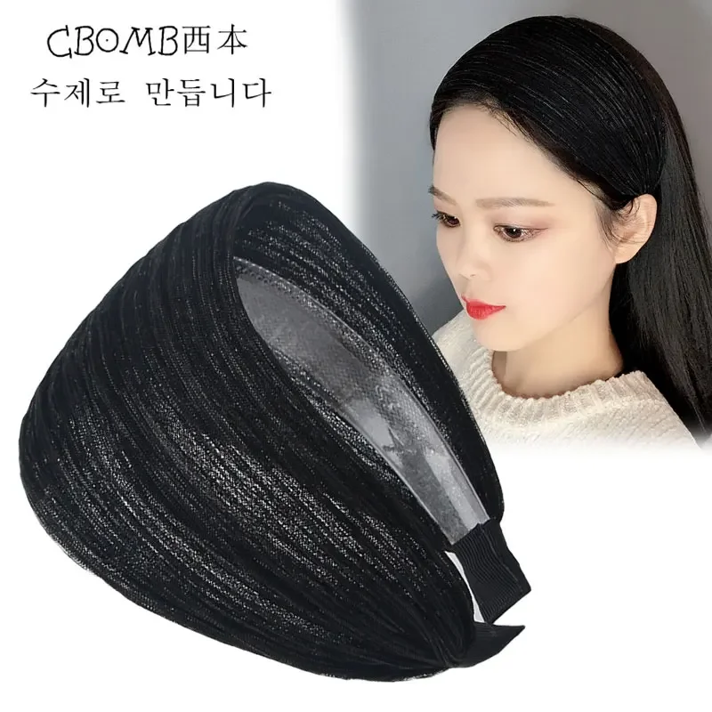Women's Non-Slip Korean-Style Breathable All-Match Hair Band Wide-Brimmed Cover Gray Hair Headband Net Infrared Departure Card Hair Accessories