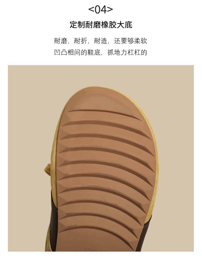 Sepatu Wanita Sporty Bertali Gesper Kuning Mustard Jelek Lucu Kepala Besar Roti Sepatu Olahraga Kasual Tren Mode Musim Semi 2025