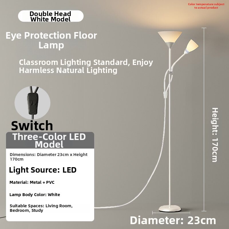 Standing Led Floor Lamp Adjustable Brightness Remote Control Bedside Living Room Bedroom Study Creative Warm Modern Iron Lampshade