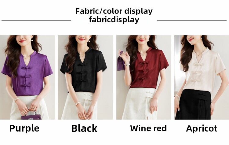 New Chinese Style Short Sleeve Shirt Women Summer 2025 New Fashion Black Embroidered Top Ladies Small Shirt Upper Body
