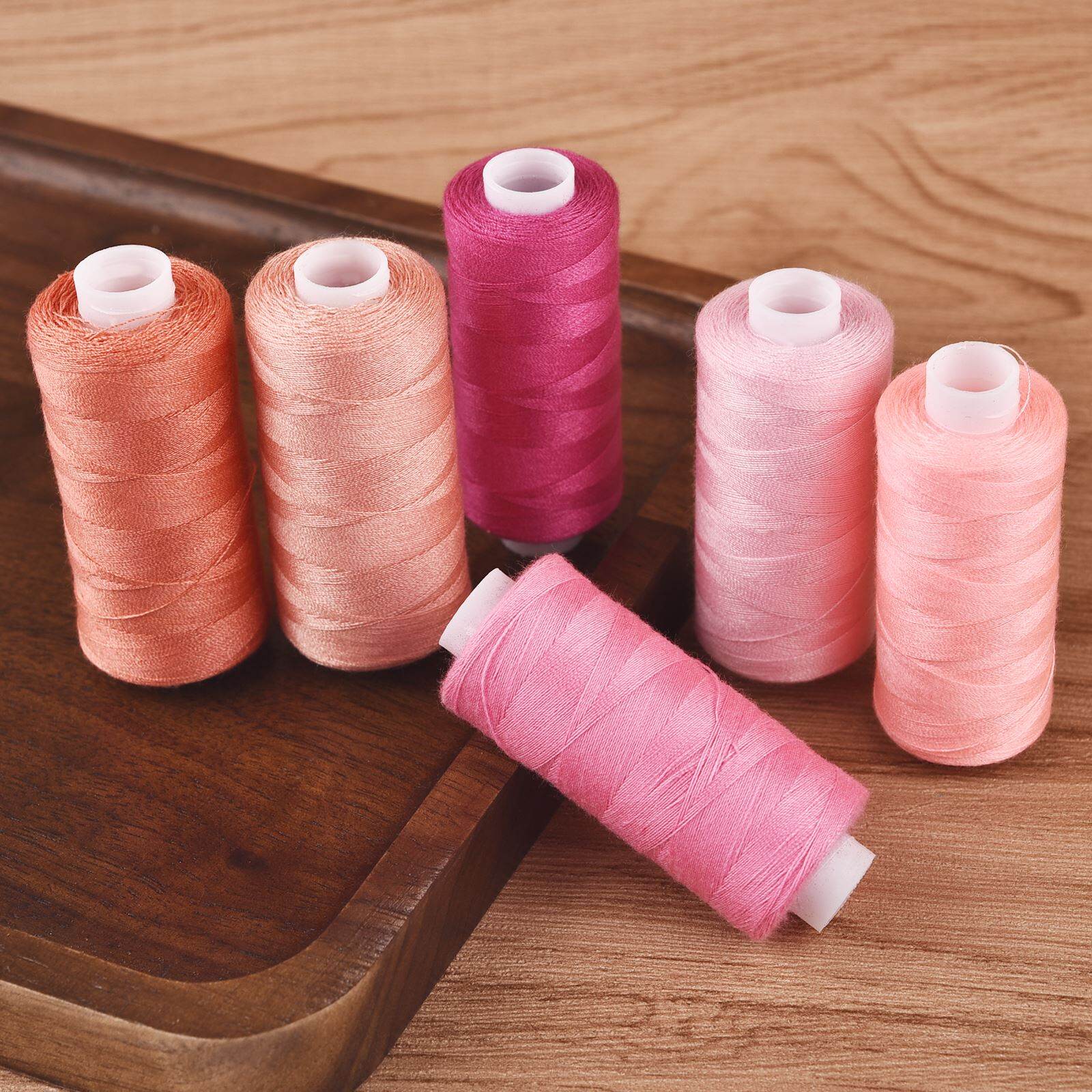 6 Colors/Set Yarn Sewing Thread Roll Machine Hand Embroidery 400 Yard Each Spool 100% Polyester Durable For Home Sewing Kit