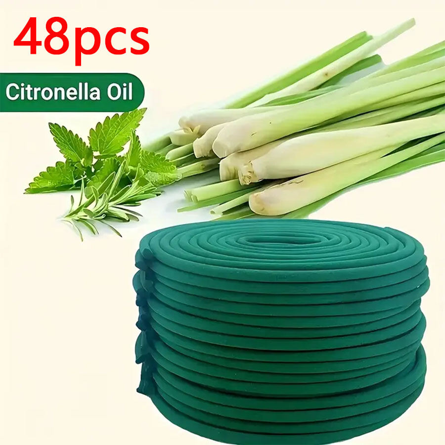 Luxurious 24/48pcs Citronella Incense Coils Lemon Scented Artificial Wood No Feathers with Holder Perfect for Outdoor Pool