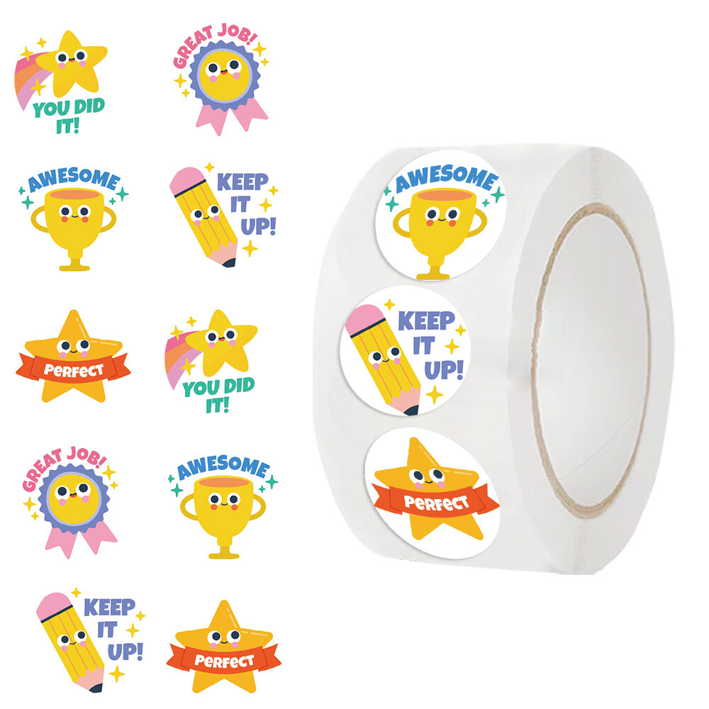 500PCS DIY Classic Reward Stickers For Teacher Cartoon Incentive Stickers For School Toy Phone Decals Graffiti Roll Sticker