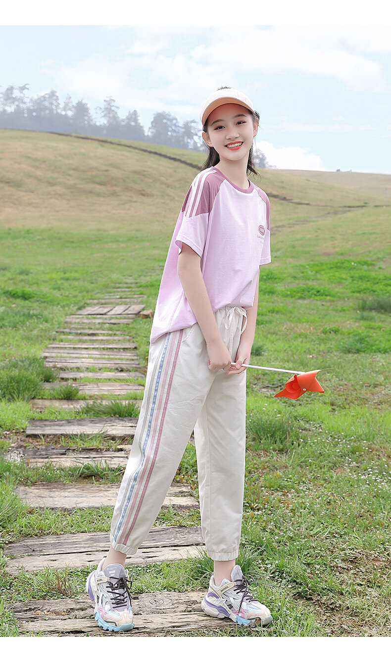 Junior High School Girls Short Sleeve T-shirt Loose Summer Wear 2024 New Arrival High School Student Youth Girlish 12 Half Sleeve 15 Years Old · v2