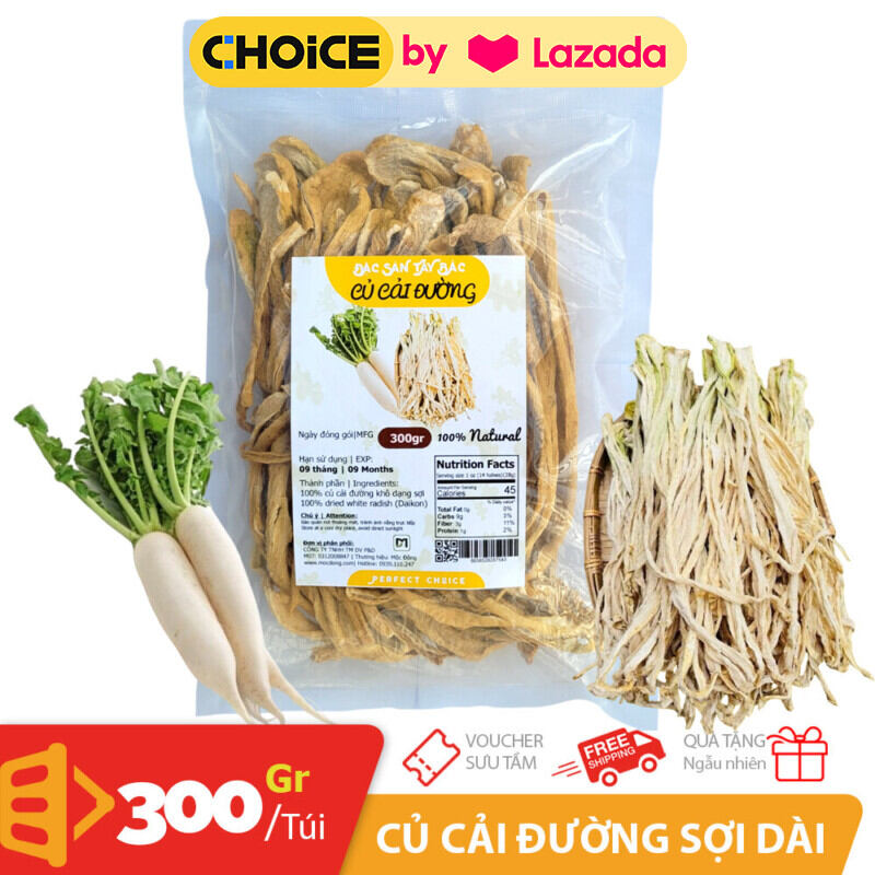 Túi 300gr củ cải khô Tây Bắc sợi to dài handmade thuần nông Việt