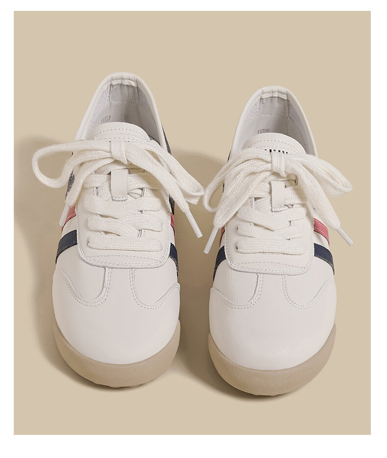 White Dequn Shoes Women's Casual Flat Bottom Sports Fashionable Spring Autumn New Style Versatile Dad Sneakers Comfortable Rubber Sole · v11