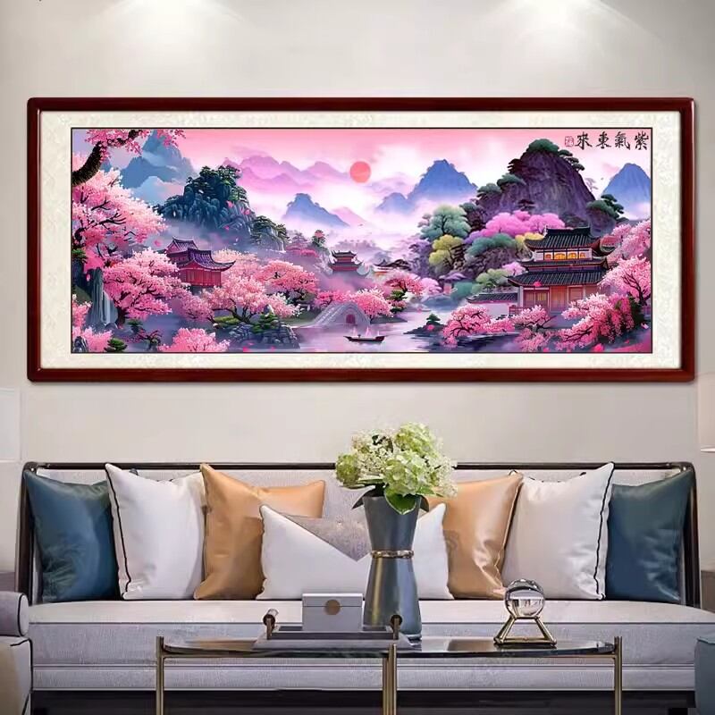 New Version Purple East Comes Cross Stitch 2026 Modern Simple Style Living Room High-End Feeling Young Peoples Landscape Mountain View Handmade Embroidery Kit