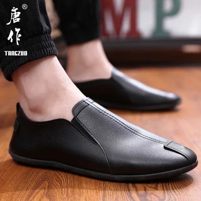 2021 New Spring and Autumn Peas Shoes Men's Shoes Trendy All-Match Men's Shoes Casual Leather Shoes Slip-on Lofter